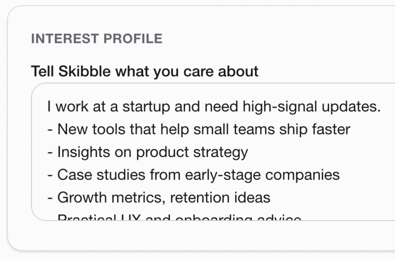 Configure your interests